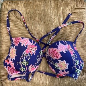 Navy and pink bikini top